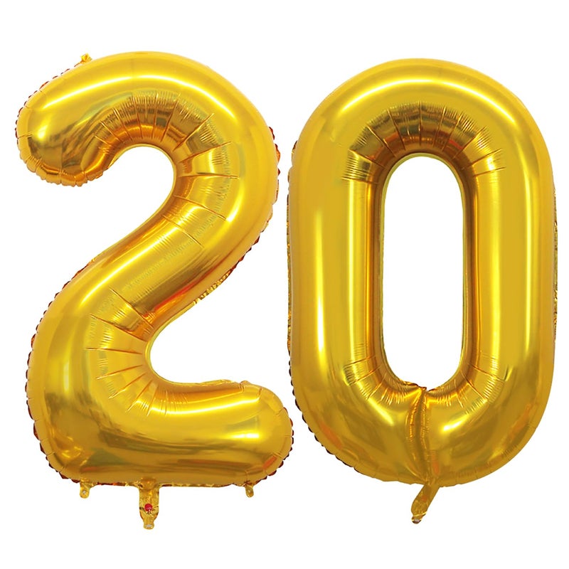 GOER Number 20 Balloons for 20th Birthday Party Decorations,42 Inch Jumbo Foil Helium Balloons for 20th Anniversary (Gold) - Image 1
